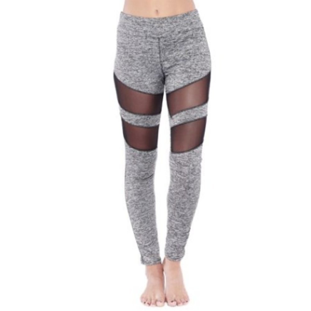 Electric Yoga Tummy Tuck High Rise Mesh Racer Leggings Gray M Medium Nwt — image 6 of 8